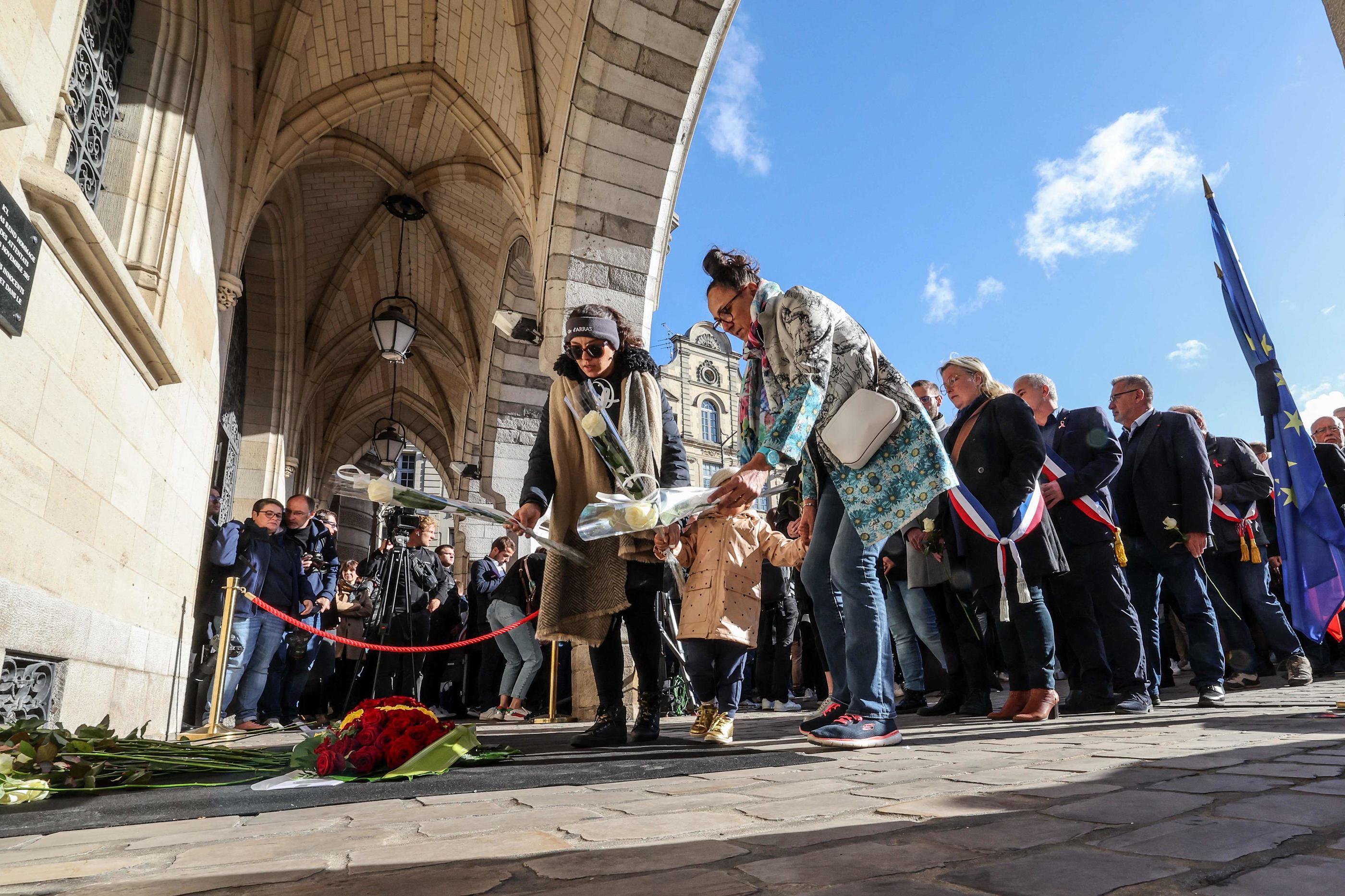 Arras, le 15 octobre 2023, lors de l'hommage rendu au professeur Dominique Bernard. Denis Charlet / AFP